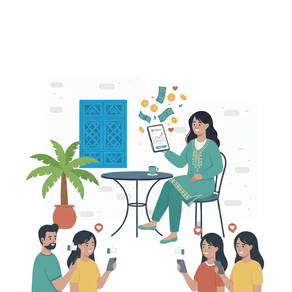 Illustration de l'expertise rémunérée avec l'affilié et des clients engagés.